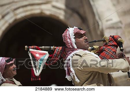 Bagpipe Player At The South Theatre In Gerasa, The Ancient City Of Jerash, Jordan, Middle East View Large Photo Image Stock Photo - Bagpipe Player At The South Theatre In Gerasa, The Ancient City Of Jerash, Jordan, Middle East. Fotosearch