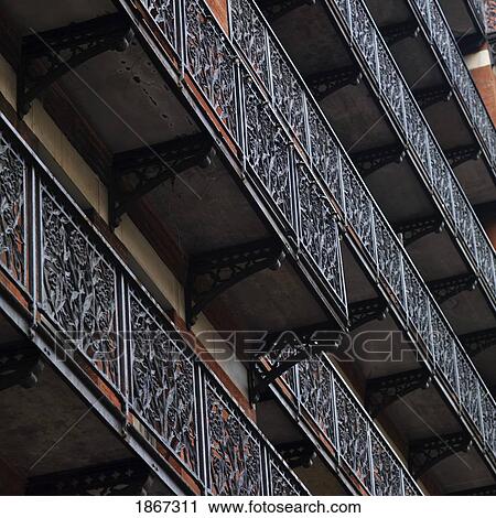 Stock Image - Balcony Detail, Chelsea Hotel, Manhattan, New York, Usa. Fotosearch
