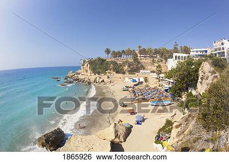 Balcony Of Europe Seen Across Calahonda Beach; Nerja, Costa Del Sol, Malaga, Spain View Large Photo Image Stock Photograph - Balcony Of Europe Seen Across Calahonda Beach; Nerja, Costa Del Sol, Malaga, Spain. Fotosearch