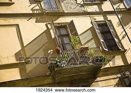 Balcony With Potted Plants Of Via Maria Vittoria, Turin, Italy View Large Photo Image Picture - Balcony With Potted Plants Of Via Maria Vittoria, Turin, Italy. Fotosearch