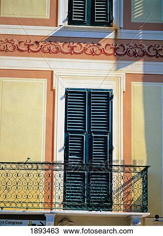 Balcony With Window Shutters, Close Up View Large Photo Image Stock Image - Balcony With Window Shutters, Close Up. Fotosearch