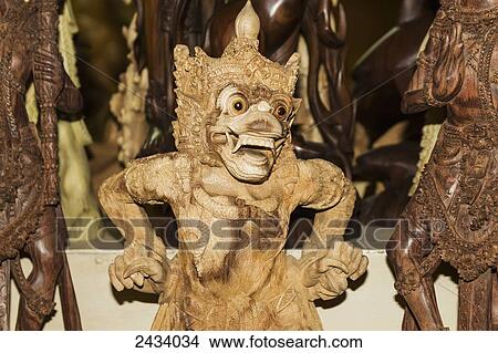 Picture - Balinese woodcarvings for sale, Ubud, Bali, Indonesia. Fotosearch