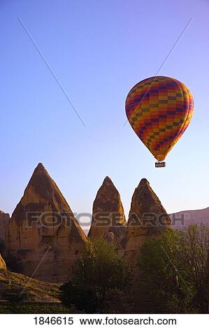 Stock Photography - Balloons Over Goreme Valley; Cappadocia, Anatolia, Turkey. Fotosearch