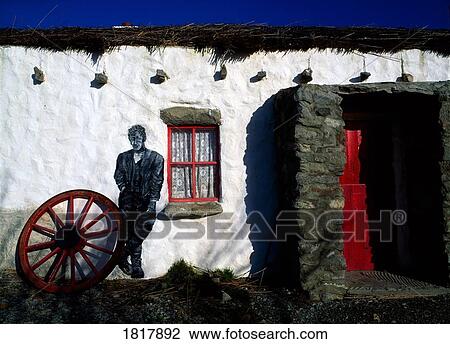 Ballyhoorisky Co Donegal Ireland Thatched Cottage With Painting