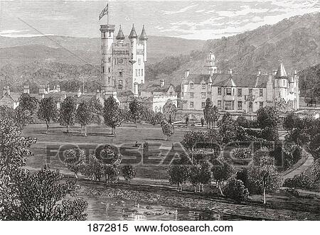 Balmoral Castle, Aberdeenshire, Scotland Seen From The River Dee. From The Book Scottish Pictures Drawn With Pen And Pencil By Samuel G. Green Published 1886. View Large Photo Image Stock Photography - Balmoral Castle, Aberdeenshire, Scotland Seen From The River Dee. From The Book Scottish Pictures Drawn With Pen And Pencil By Samuel G. Green Published 1886.. Fotosearch