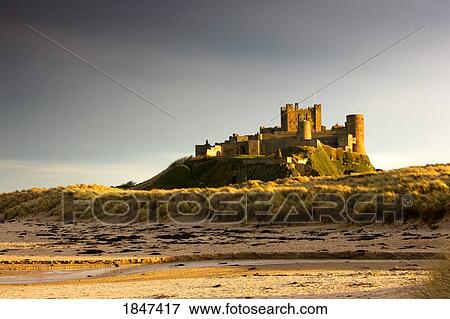 Stock Photo - Bamburgh Castle; Bamborough, Northumberland, England, Uk. Fotosearch