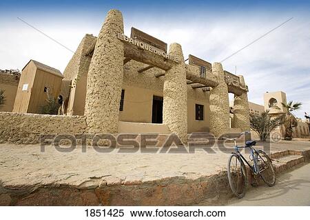Stock Photography - Bank Du Caire In Siwa; Egypt, Africa. Fotosearch
