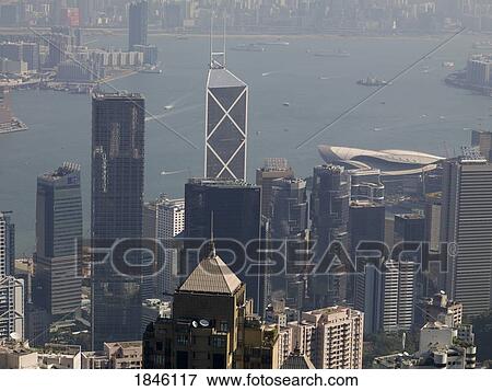 Stock Photo - Bank Of China Tower And Hong Kong Cityscape; Hong Kong, China. Fotosearch