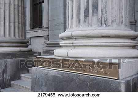 Stock Photography - Bank Of Montreal Sign At The Base Of A White Column; Montreal Quebec Canada. Fotosearch