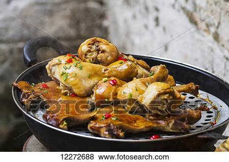 Stock Photo - Barbecued chicken, Hongcun, Anhui, China. Fotosearch