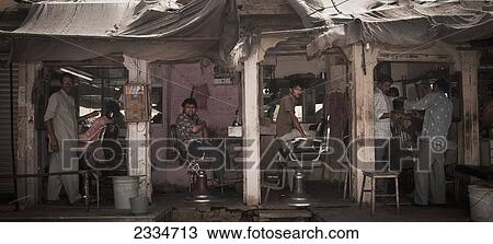 Stock Image - Barber Shop; Jaisalmer, India. Fotosearch