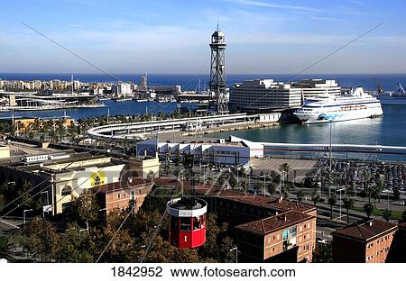 Stock Image - Barcelona, Catalonia, Spain; View Of Barcelona Harbour. Fotosearch