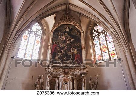Stock Photograph - Baroque Painting Over The High Altar In The Eglise St. Michel (St. Michael's Church), Luxembourg. Fotosearch