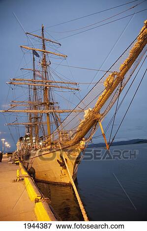 Barque 'Europa' in the harbor at night, Ushuaia, Argentine Patagonia, Tierra del Fuego, Argentina View Large Photo Image Stock Photo - Barque 'Europa' in the harbor at night, Ushuaia, Argentine Patagonia, Tierra del Fuego, Argentina. Fotosearch