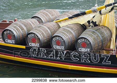 Barrels Of Vino Do Porto In A Boat, Porto, Portugal View Large Photo Image Stock Photo - Barrels Of Vino Do Porto In A Boat, Porto, Portugal. Fotosearch