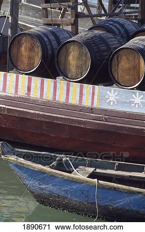Stock Image - Barrels On Boat. Fotosearch