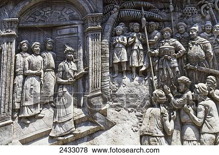 Bas relief depicting the landing of Chinese explorer Admiral Cheng Ho View Large Photo Image Stock Photo - Bas relief depicting the landing of Chinese explorer Admiral Cheng Ho. Fotosearch