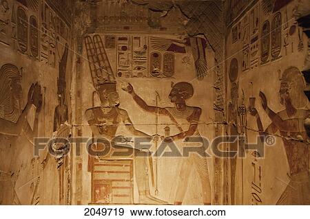 Stock Photo - Bas-Relief In A Chapel Of The Temple Of Seti I, Abydos, Sohag, Egypt. Fotosearch