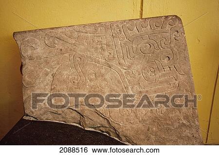 Stock Photograph - Bas-Relief On Display In The Site Museum Of Chavin De Huantar, Ancash, Peru. Fotosearch