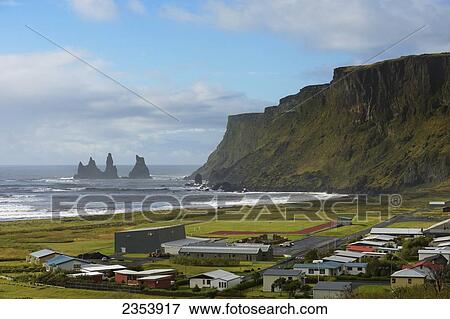 Stock Photo - Basalt Stacks Of Reynisdrangar; Vik, Vestur-Skaftafellssysla, Iceland. Fotosearch