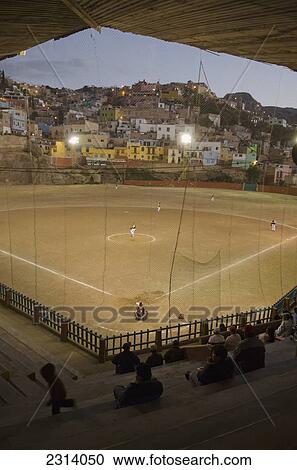 Stock Image - Baseball match in suburbs area; Guanajuato, Guanajuato, Mexico. Fotosearch