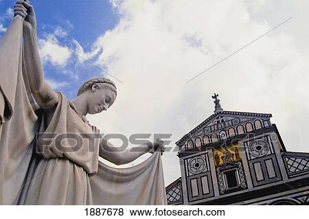 Stock Photo - Basilica Di San Miniato Al Monte And Statue, Low Angle View. Fotosearch