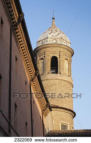 Stock Photo - Basilica Di San Vitale tower and dome with blue sky; Ravenna, Emilia-Romagna, Italy. Fotosearch