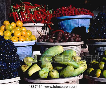 Baskets Of Fruits And Vegetables For Sale View Large Photo Image Picture - Baskets Of Fruits And Vegetables For Sale. Fotosearch