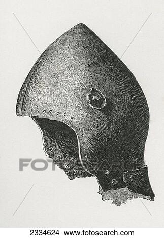 Picture - Bassinet With Screw Fastening For The Ventail, Said To Have Belonged To Guy, Earl Of Warwick, C. 1460. From The British Army: It's Origins, Progress And Equipment, Published 1868.. Fotosearch