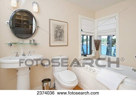 Bathtub In Bathroom With Ocean View; Mayne Island, British Columbia, Canada View Large Photo Image Stock Photograph - Bathtub In Bathroom With Ocean View; Mayne Island, British Columbia, Canada. Fotosearch