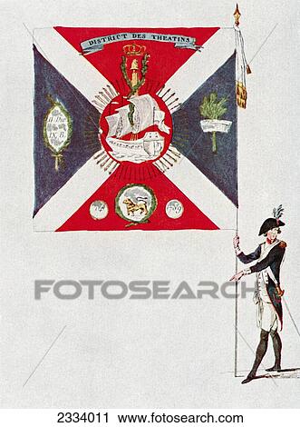 Stock Image - Battalion Flag Of The Parisien National Guard, Battalion Des Th. Fotosearch
