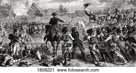 Stock Image - Battle Of Fleures, Belgium, 26 June 1794. Engraved By T. Shilippoteaux After E. Deschamps. From Histoire De La Revolution Francaise By Louis Blanc.. Fotosearch
