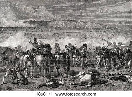 Stock Image - Battle Of Jemmapes, (Or Jemappes) Jemappes In Hainaut, Belgium, 6 November 1792. Engraved By Hurel After De La Charlerie. From Histoire De La Revolution Francaise By Louis Blanc.. Fotosearch