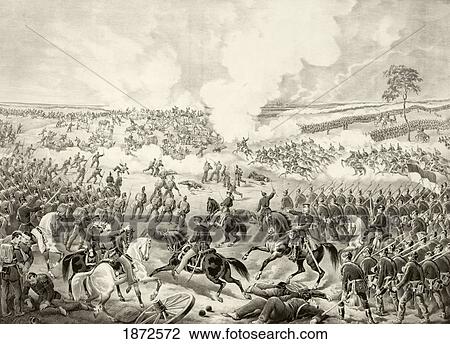 Stock Image - Battle Of Wissembourg, August 4, 1870 During Franco-Prussian War. From A 19Th Century Lithograph.. Fotosearch