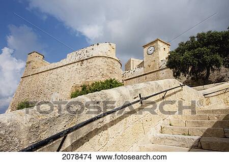 Battlement Of The Citadel, Victoria (Rabat), Gozo Island, Malta View Large Photo Image Picture - Battlement Of The Citadel, Victoria (Rabat), Gozo Island, Malta. Fotosearch