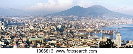 Stock Image - Bay Of Naples, The City And Vesuvius. Fotosearch