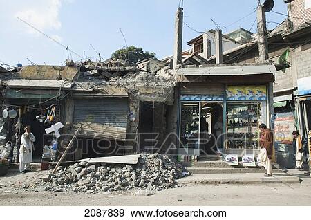 Bazaar Damaged By The 8 October 2005 Earthquake, Muzaffarabad, Azad Kashmir, Pakistan View Large Photo Image Stock Photo - Bazaar Damaged By The 8 October 2005 Earthquake, Muzaffarabad, Azad Kashmir, Pakistan. Fotosearch
