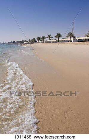 Stock Photo - Beach At Holiday Resort, Qatar. Fotosearch
