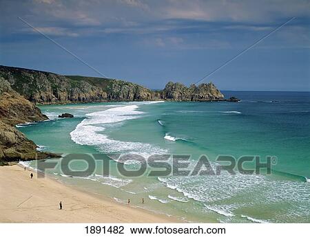 Beach At Porth Curno View Large Photo Image Stock Image - Beach At Porth Curno. Fotosearch