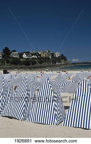Stock Image - Beach Huts, Dinard. Fotosearch
