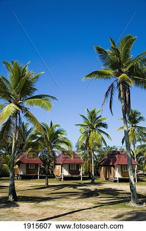 Stock Photo - Beach Huts On White Sandy Beach. Fotosearch