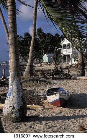 Stock Photo - Beach Scene And Wooden Hotels. Fotosearch