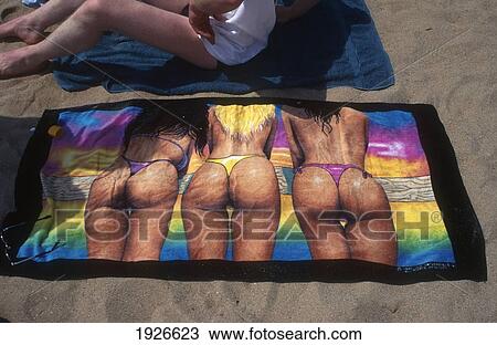 Stock Image - Beach Towel At Cannes. Fotosearch