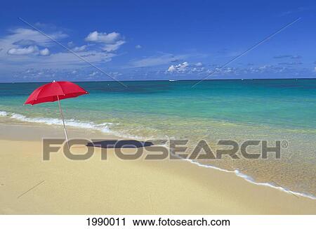 Beach Umbrella In Shoreline Water, Calm Turquoise Waters View Large Photo Image Stock Image - Beach Umbrella In Shoreline Water, Calm Turquoise Waters. Fotosearch