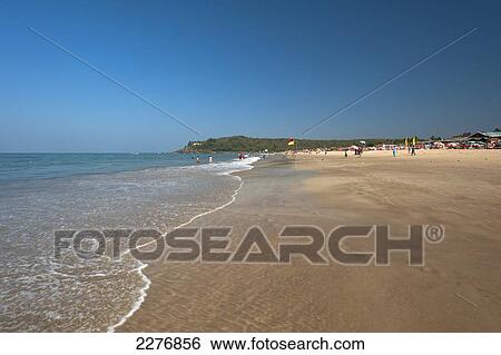 Beach with blue sky; Baga, Goa, India View Large Photo Image Stock Photograph - Beach with blue sky; Baga, Goa, India. Fotosearch
