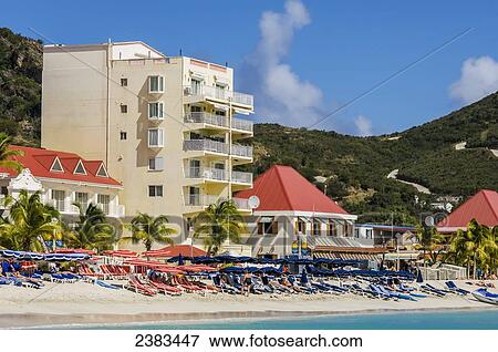 Stock Photo - Beachfront hotel in the Caribbean. Fotosearch