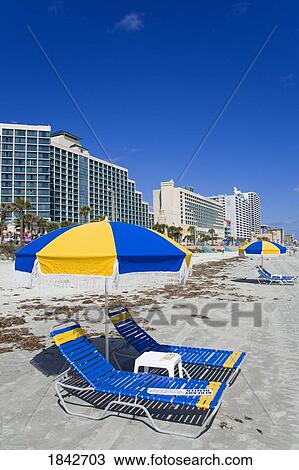 Stock Image - Beachfront Hotels; Daytona Beach, Florida, Usa. Fotosearch