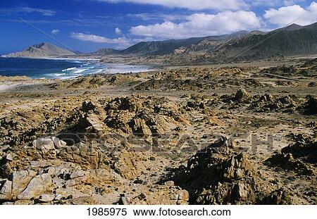 Stock Photography - Beautiful beach among rocky desert; Chile. Fotosearch