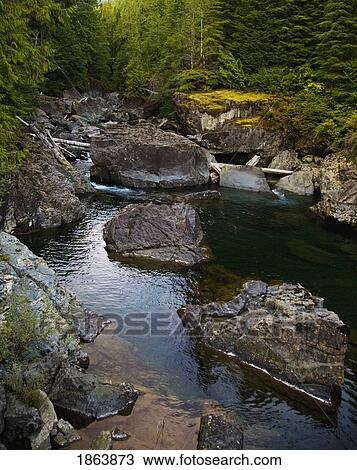 Stock Image - Beautiful River, Elk Falls, British Columbia, Canada. Fotosearch