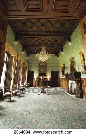 Beautifully Furnished Interior Of A Building With A Fireplace And Wooden Ceiling; Cong, County Mayo, Ireland View Large Photo Image Picture - Beautifully Furnished Interior Of A Building With A Fireplace And Wooden Ceiling; Cong, County Mayo, Ireland. Fotosearch